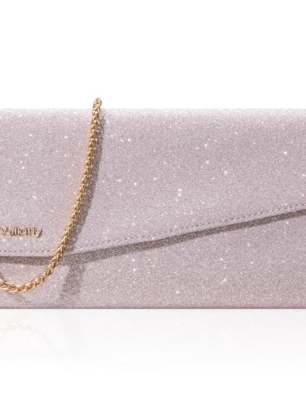 Sparkling Faux Leather Evening Clutch Bag with Removable Chain